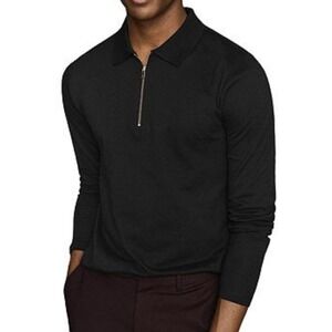 Reiss Navy Long Sleeve Polo Shirt